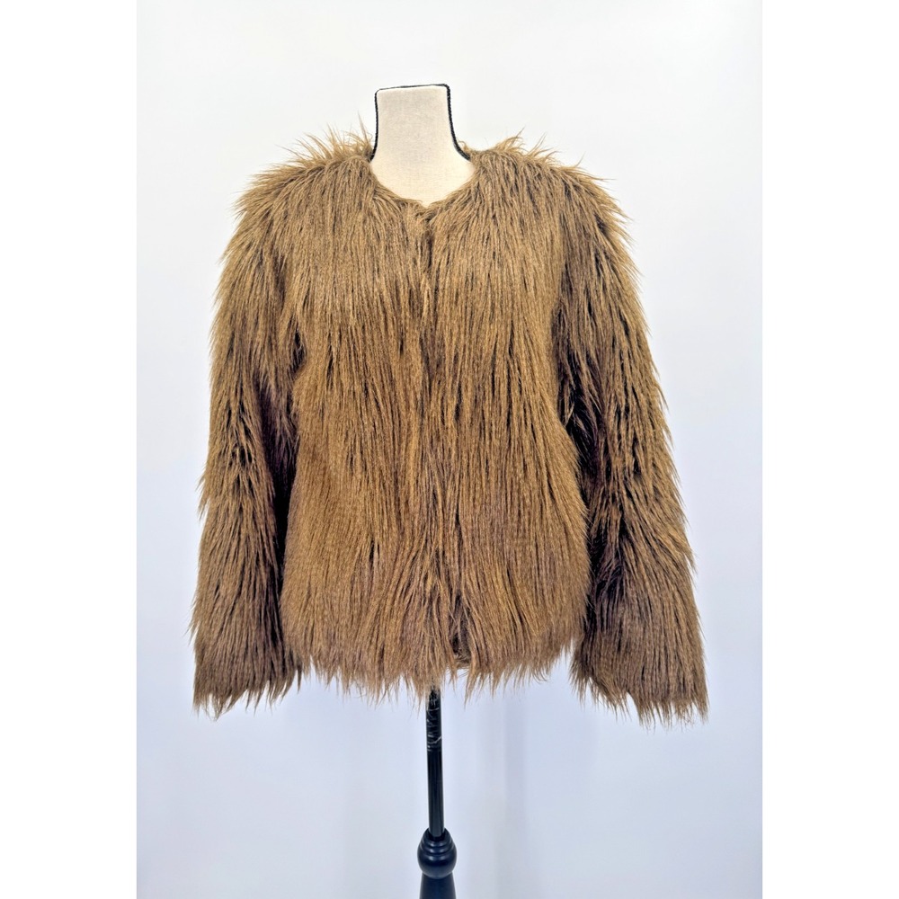 Forever 21 Exclusive Label Long Pile Faux Fur Coat L Shaggy Indie Sleaze Boho